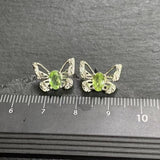 Peridot Stud Earrings 925 Silver Vintage Gift Jewelry
