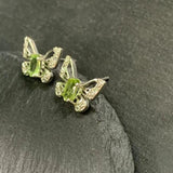 Peridot Stud Earrings 925 Silver Vintage Gift Jewelry
