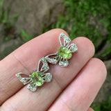 Peridot Stud Earrings 925 Silver Vintage Gift Jewelry