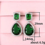 Vintage Lab Emerald Dangle Earrings 925 Silver Jewelry
