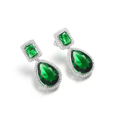 Vintage Lab Emerald Dangle Earrings 925 Silver Jewelry