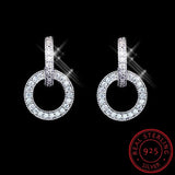 Real D Moissanite Diamond Circle Stud Earring 925 Sterling Silver Wedding Jewelr