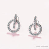 Real D Moissanite Diamond Circle Stud Earring 925 Sterling Silver Wedding Jewelr