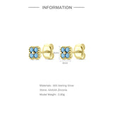 925 Silver Turquoise Flower Zircon Earrings For Women Wedding