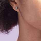 925 Silver Turquoise Flower Zircon Earrings For Women Wedding
