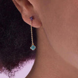925 Silver Turquoise Flower Zircon Earrings For Women Wedding