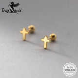 925 Sterling Silver Mini Cross Bead Stud Earrings for Girls Birthday Gift