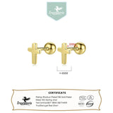 925 Sterling Silver Mini Cross Bead Stud Earrings for Girls Birthday Gift