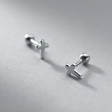 925 Sterling Silver Mini Cross Bead Stud Earrings for Girls Birthday Gift