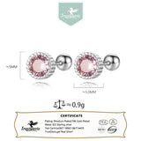 TrustDavis 925 Silver Round CZ Bead Stud Earrings