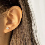 TrustDavis 925 Silver Round CZ Bead Stud Earrings