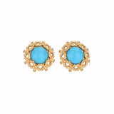 Vintage Turquoise Inlaid Flower Ear Studs