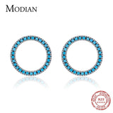 Turquoise Stud Earrings 925 Silver Round Ear Studs For Women Party