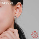 Turquoise Stud Earrings 925 Silver Round Ear Studs For Women Party