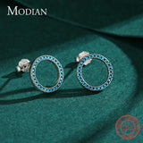 Turquoise Stud Earrings 925 Silver Round Ear Studs For Women Party