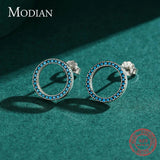 Turquoise Stud Earrings 925 Silver Round Ear Studs For Women Party
