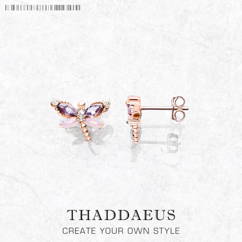 Dragonfly Stud Earrings with Stones in 925 Sterling Silver