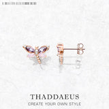 Dragonfly Stud Earrings with Stones in 925 Sterling Silver