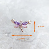Dragonfly Stud Earrings with Stones in 925 Sterling Silver