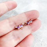 Dragonfly Stud Earrings with Stones in 925 Sterling Silver
