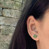 5MM Natural Peridot Stud Earrings 925 Sterling Silver Vintage Gift Jewelry