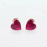14k Rose Heart Ruby Earrings for Women Romantic Engagement Jewelry