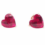 14k Rose Heart Ruby Earrings for Women Romantic Engagement Jewelry