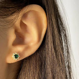 TrustDavis 925 Silver Flower CZ Stud Earrings Romantic Minimalist Jewelry