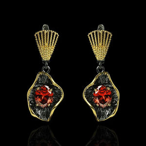 Exaggerated Ruby Earrings for Women High-End Anniversary Gift