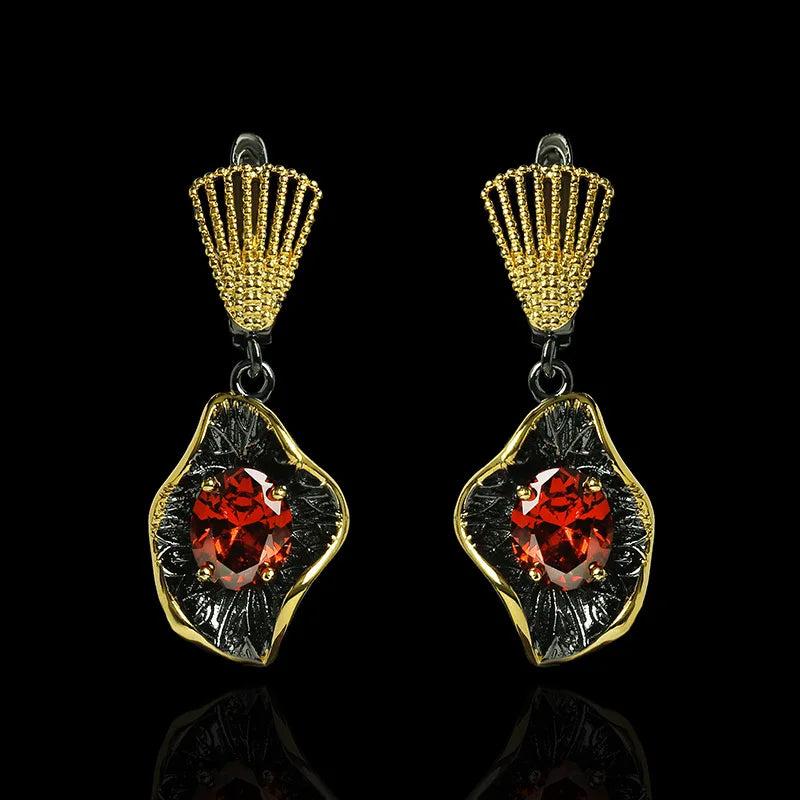 Exaggerated Ruby Earrings for Women High-End Anniversary Gift