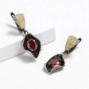 Exaggerated Ruby Earrings for Women High-End Anniversary Gift