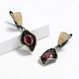Exaggerated Ruby Earrings for Women High-End Anniversary Gift