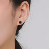 925 Silver Aventurine Round Stud Earrings Women Birthday Jewelry Gift