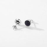 925 Silver Aventurine Round Stud Earrings Women Birthday Jewelry Gift