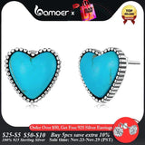 Sterling Silver Heart Turquoise Ear Studs for Women