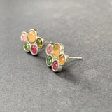 Tourmaline Stud Earrings 925 Silver Vintage Gift Jewelry