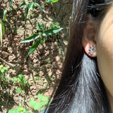 Tourmaline Stud Earrings 925 Silver Vintage Gift Jewelry