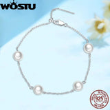 925 Sterling Silver Freshwater Pearl Beads Bracelet for Women 8.5 Inch