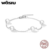 925 Sterling Silver Freshwater Pearl Beads Bracelet for Women 8.5 Inch