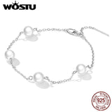 925 Sterling Silver Freshwater Pearl Beads Bracelet for Women 8.5 Inch