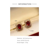 925 Silver Emerald Zircon Stud Earrings for Women Wedding Jewelry