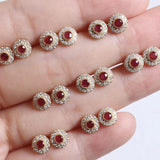 925 Silver Emerald Zircon Stud Earrings for Women Wedding Jewelry