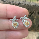 Natural Citrine 925 Sterling Silver Stud Earrings For Women Jewelry Gift