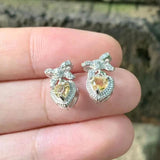 Natural Citrine 925 Sterling Silver Stud Earrings For Women Jewelry Gift