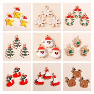 10pcs Enamel Christmas Charms for DIY Jewelry, Earring Charms