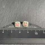 Rhodochrosite Sterling Silver Stud Earrings Allergy-Free Red Stone Jewelry
