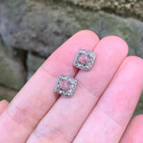 Rhodochrosite Sterling Silver Stud Earrings Allergy-Free Red Stone Jewelry