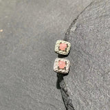 Rhodochrosite Sterling Silver Stud Earrings Allergy-Free Red Stone Jewelry