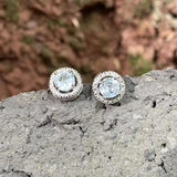 Ocean Topaz 925 Silver Stud Earrings 1.4ct Pave CZ
