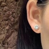 Ocean Topaz 925 Silver Stud Earrings 1.4ct Pave CZ